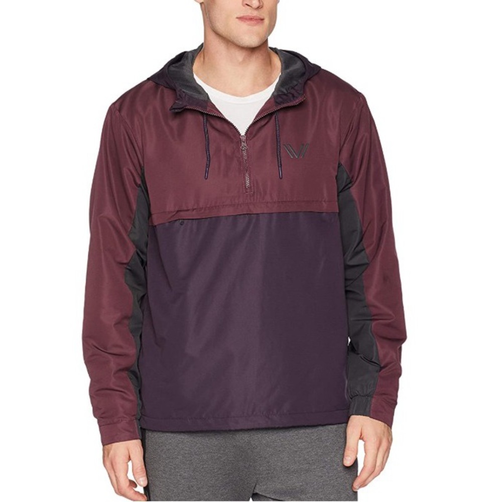 Peak Velocity • Zephyr Windbreaker Loose-Fit Anorak Jacket • Burgundy & Plum